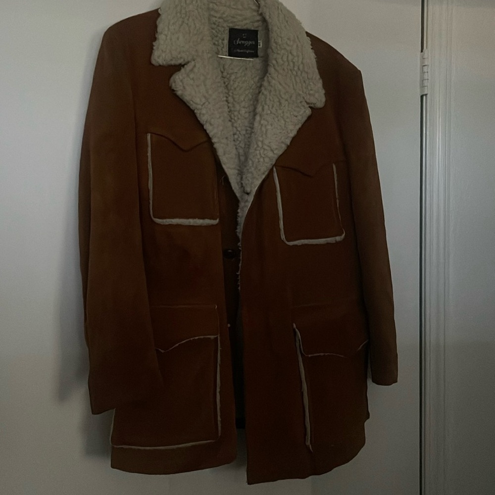 Authentic Vintage Swagger Sherpa Lined Suede Coat